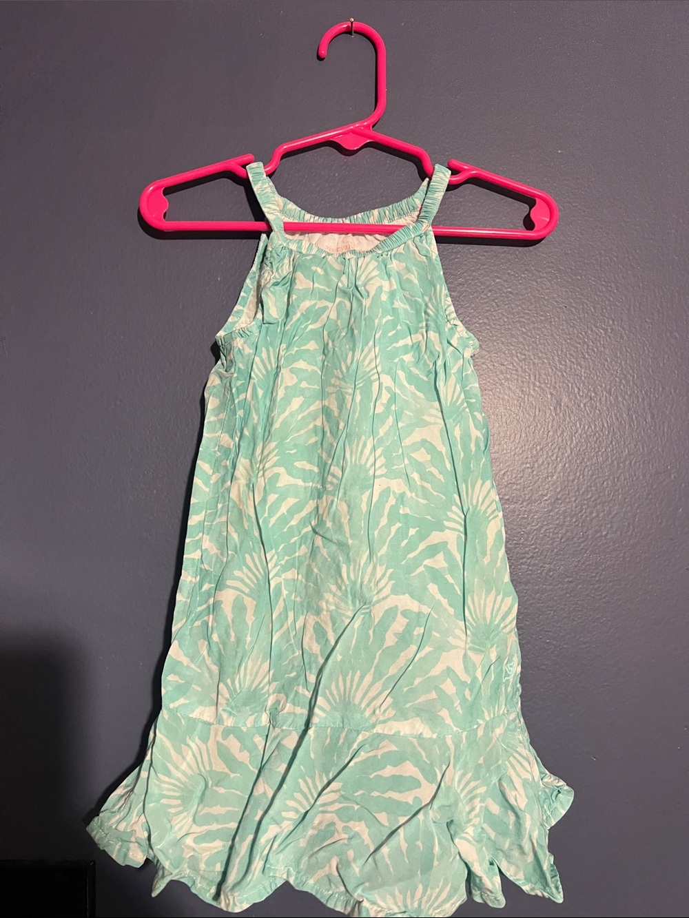 Girls' Aqua Palm-Print Sundress